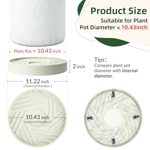 REDHUGO 2PCS Round Plant Caddy with Hidden Wheels, Heavy Duty Rolling Plant Stand Caddy with Wheels, Pot Base for Indoor Outdoor, Beige, 11 inches - color: Beige, size: 11 inches