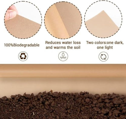 4 x 300 Ft Heavy Duty Biodegradable Kraft Paper Weed Barrier - color: 4 x 300ft