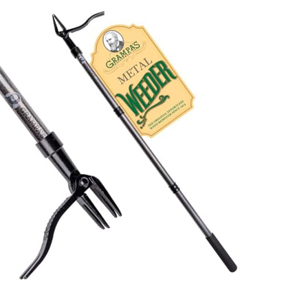 Grampa's Weeder Stand Up Weed Puller Tool with Heavy-Duty Steel Handle - color: Black