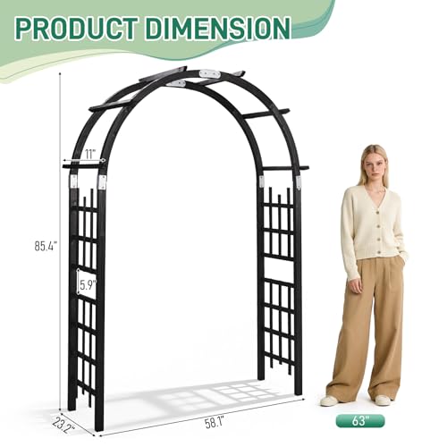 Outvita 7Ft Black Wooden Arbor Arch, Garden Trellis for Climbing Rose Vines - color: black