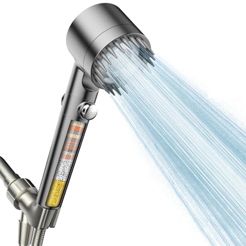 PWERAN Filtered Shower Head with Handheld,High Pressure Shower Heads Filter - color: Gray