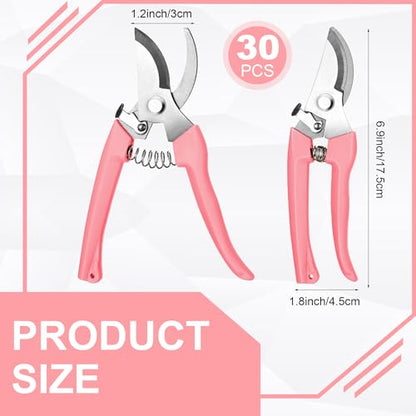 Chumia 30 Pack Garden Shears Flower Clippers for Plant Cutting, Pink - color: Pink