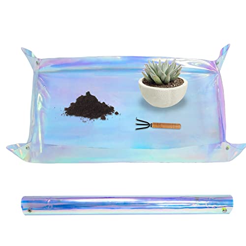 Repotting Mat for Indoor Plants Iridescent Plant Potting Mat Waterproof Potting Repotting Tray Gardening Gifts Mat Cactus Succulent,Orchid Potting Soil Mix Mess Control, 25.6" Garden Tool, Pots Mat