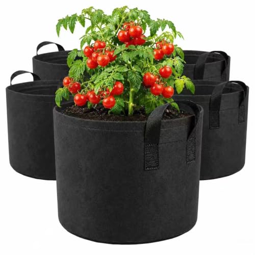 10 Gallon Grow Bags, Heavy Duty Fabric Pots with Handles for Vegetables - color: Black, size: 10 gallon