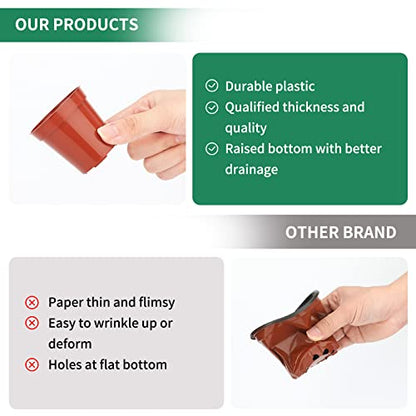 KINGLAKE GARDEN Small Terracotta Plastic Pots,50 Packs 2 Inch Plant Pots - color: Terracotta