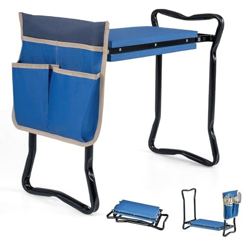 IRONMAX Foldable Garden Kneeler and Seat with Wide Soft Foam Pad, Blue - color: Blue, size: 16”L×8”W