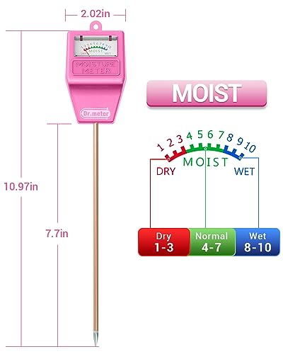 Dr.meter Soil Moisture Meter for Plants, Plant Water Gauge Test Kit - color: Pink