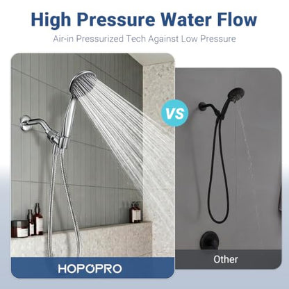 HOPOPRO Handheld ShowerHead with High Pressure, Low Pressure Optimized Flow - color: Bright Silver