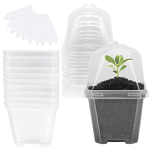 10 Pcs 4" Clear Plant Nursery Pot with Humidity Dome, Plastic Gardening Pot - color: 10pcs-white, size: 4 Inch
