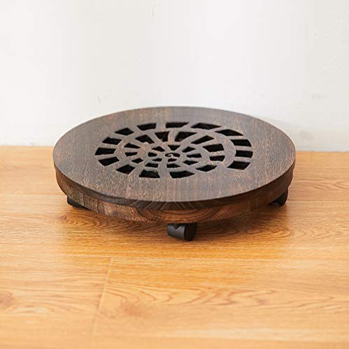 Wood Plant Caddy, Heavy Duty Rolling Planter Dolly With Rotating Casters, Movable Flower Pot Stand, Round Plant Rack With Lockable Wheels,Heavy Objects Hauling (13 Inch) - size: 13 Inch