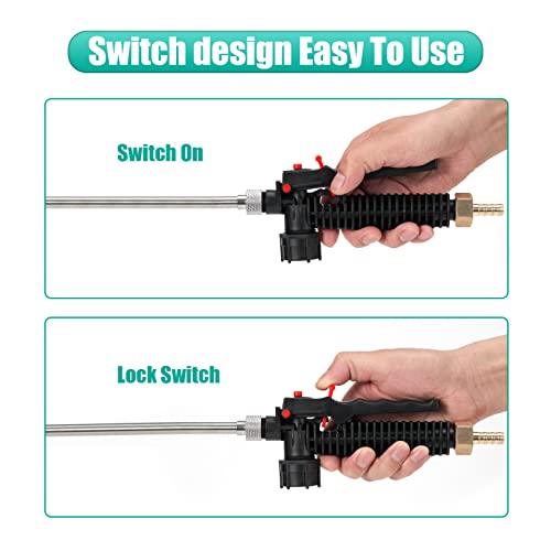 Pump Sprayer Wand,Adjustable Universal Sprayer Wand with 3/8" Brass Barb, Stainless Steel Replacement Sprayer Wand with Shut off Valve (1/4" & 3/8" Barbs Sprayer Wand)