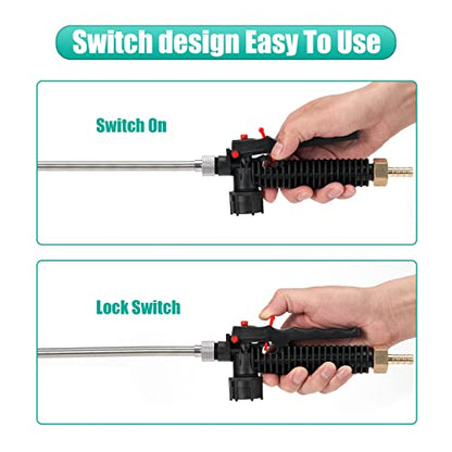 Pump Sprayer Wand,Adjustable Universal Sprayer Wand with 3/8" Brass Barb, Stainless Steel Replacement Sprayer Wand with Shut off Valve (1/4" & 3/8" Barbs Sprayer Wand)