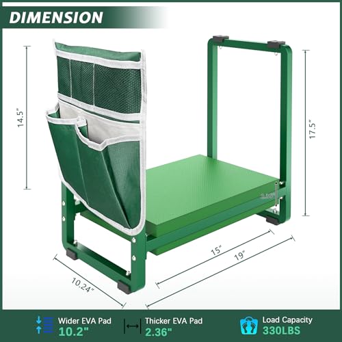Garden Kneeler and Seat, 10.2" Wider Heavy Duty Thick for Kneeling and Seat - color: Green