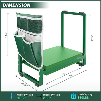 Garden Kneeler and Seat, 10.2" Wider Heavy Duty Thick for Kneeling and Seat - color: Green