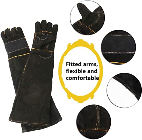 AOWPFVV Animal Handling Gloves Bite Proof for Dogs,Cats, 23.6in Large - color: Black Size Large 23.6in