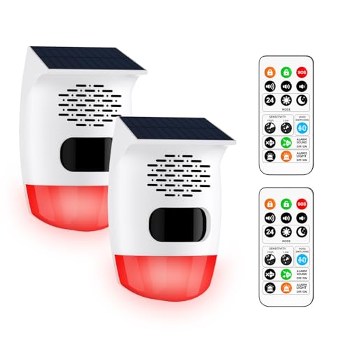 PILSAMAS 2-Pack Solar Motion Sensor Alarm, 120dB Deer Bear Deterrent, IP65 - style: Square-Beam