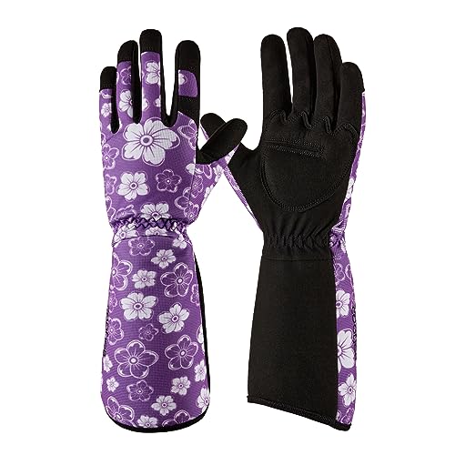 COOLJOB Thorn Proof Rose Pruning Garden Gloves for Women Long Sleeve Medium - color: Purple, size: Medium