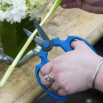 Flower Scissors With Black Carbon Steel Blades 7.0 Inch, Delphinium (Blue) - style: 7.0 Inch Blue