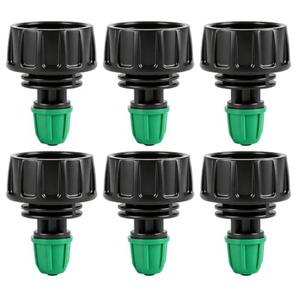 Universal 3/4 Inch Female Pipe Thread to 1/4 Inch Drip Irrigation Tubing Adapter, 6 Pack 1/4 In. Barbed Drip Line x 3/4 In. Faucet PVC Adapter Connect 3/4" FHT Garden Faucet Hose Bibb