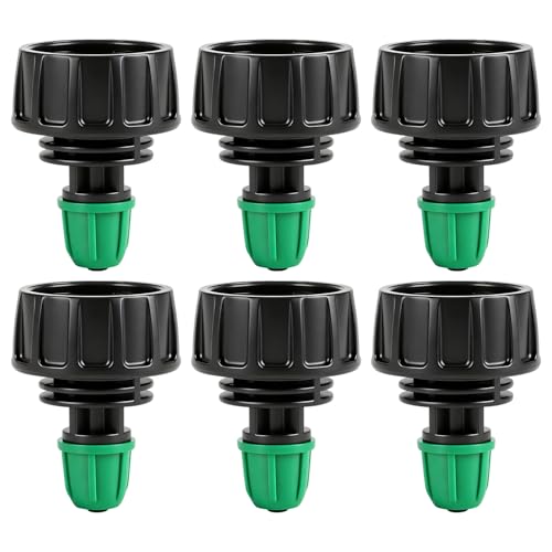 Universal 3/4 Inch Female Pipe Thread to 1/4 Inch Drip Irrigation Tubing Adapter, 6 Pack 1/4 In. Barbed Drip Line x 3/4 In. Faucet PVC Adapter Connect 3/4" FHT Garden Faucet Hose Bibb