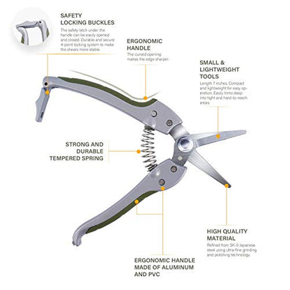 Garden Scissors Hand Pruner Pruning Arranging Flowers, Trimming Plants and Harvesting Herbs, Fruits or Vegetables 7 Inch 6146-13903-01A