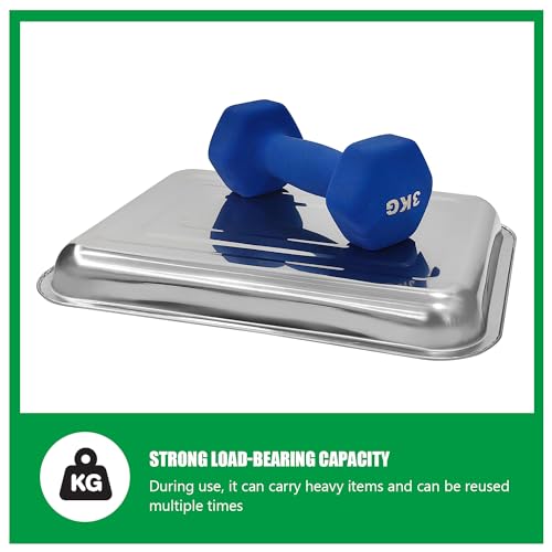 RooTrimmer 10 Pack Stainless Metal Trays, Stainless Steel Seed Starter Carry Tray for Nursery Seedling Pots Water Collection Transplantation (10.63 inch×14.17 inch, 1.18" Height) - size: Small-10P
