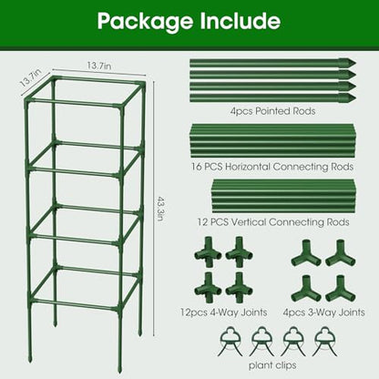 4 Pack Tomato Cage for Garden Support, 43 inch Tall Adjustable Plant Support Stakes, Tomato Trellis Extra Bold for Climbing Vegetables Plants Flowers - style: 4 Pack
