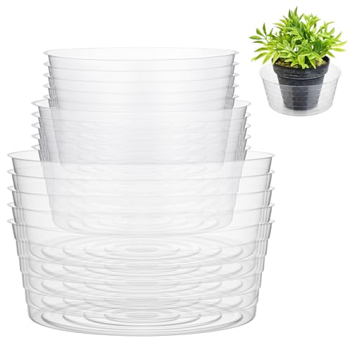 Hoolerry 15 Pcs Plastic Plant Saucer Clear Deep Tray, 10, 12, 14 Inch - size: 10, 12, 14 Inch