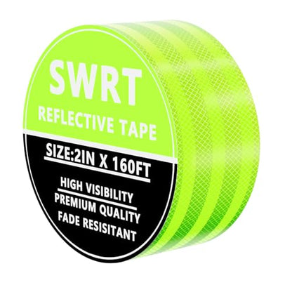 SWRT 2 Inch X 160 FT Reflective Tape Outdoor Waterproof DOT-C2 Fade Resistant Fluorescent Green Reflective Strong Adhesive Safety Warning Reflector Conspicuity Tape for Trailer Trucks Bikes - size: 2IN x 160FT