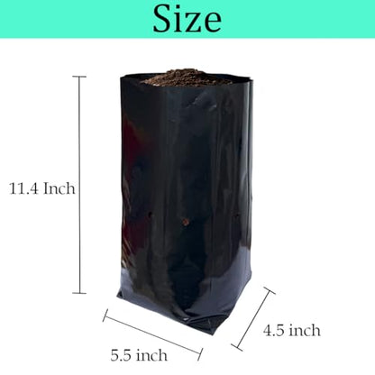 gardtree 1 1/4 Gallon 50 Pcs Thicken Plastic Plant Nursery Bags 5.5" x 11.4", Grow Bags for Fruit Trees, PE Seedling Pots, Nursing Growing Pouch, Ideal for Flower, Vegetables, Fruit, Starting Saplings - size: 5.5"x11.4"/50PCS