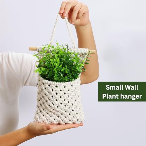 2 Packs Macrame Wall Planters with Faux Eucalyptus, Wall Decor - color: White