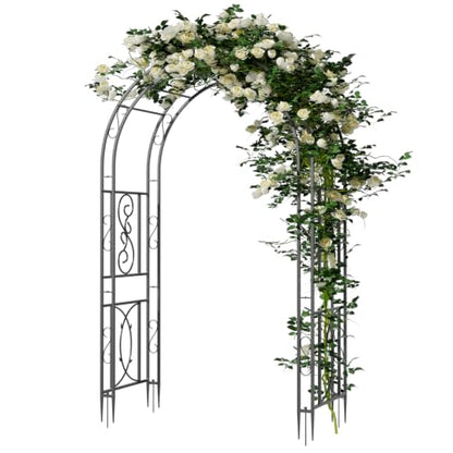 unho Metal Garden Arbor Trellis, Black Arch for Climbing Plants 84 * 52in - size: 52*21*84inch