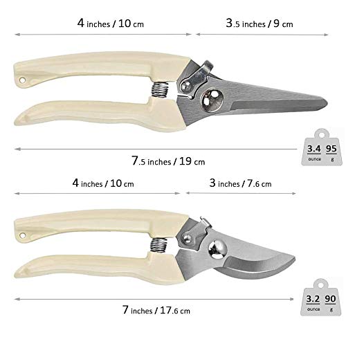 2-Piece Pruning Shears Set, Straight & Curved Bypass Garden Clippers, Professional Hand Pruners for Gardening, Fruit Picking, Flower Trimming, Bonsai, Vegetables, Vineyard