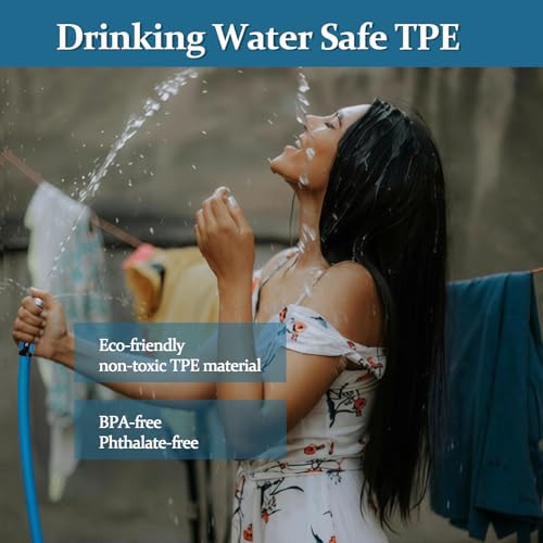 Garden Hose 5/8 in x 100 ft, Made of TPE (BetterThan PVC/Hybrid Polymer), Lightweight yet Durable Water Hose with Ergonomic Grip, Drinking Water Safe Material, All-Weather, 3/4" GHT Fittings - size: 100ft x 5/8in Male to Female