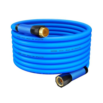 YOTOO Garden Hose, Water Hose 5/8-Inch by 50-Feet 500 PSI Kink Resistant, Flexible with Rotate Grip Handle and 3/4" GHT Solid Brass Fittings, Blue - size: 50 FT