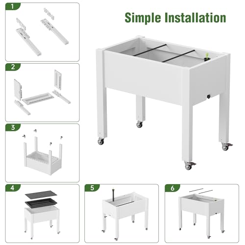 Elevated Raised Garden Bed with Wheels,Planter Box,Ashen-26.3" h - color: Ashen, size: 26.3"h
