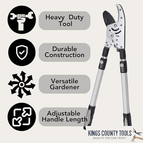 Kings County Tools Tree Trimmer Loppers with Extendable 26" - 40" Handles - style: 40" Extendable Anvil Lopper
