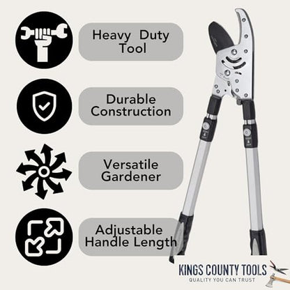 Kings County Tools Tree Trimmer Loppers with Extendable 26" - 40" Handles - style: 40" Extendable Anvil Lopper