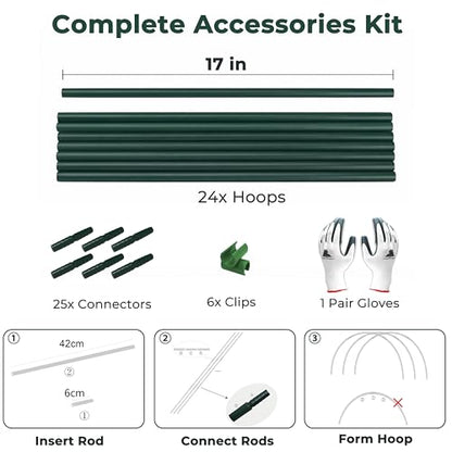 Gardzen Garden Hoops for Raised Beds - size: 5.7 ft x 6pcs