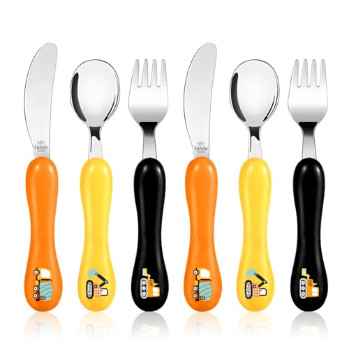 Lehoo Castle Toddler Utensils, 6-Pieces Kids Silverware Set (Excavator) - color: Black