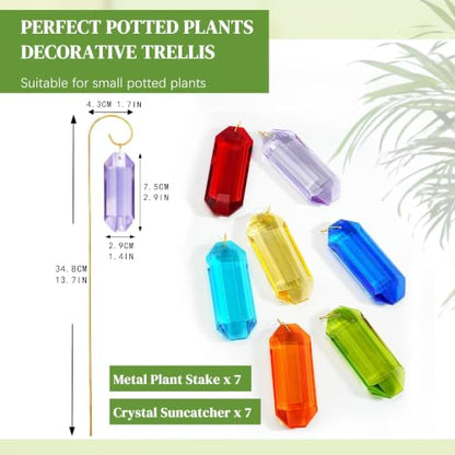 7 Pack Crystal Prisms Suncatcher Plant Stake for Indoor Window Sun Catchers - color: 7 Pack Colorful