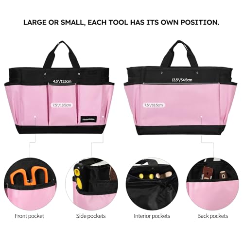Housolution 14 Inch Gardening Tote Bag, Garden Tool Storage Bag, Pink - color: Pink, size: 14 Inch