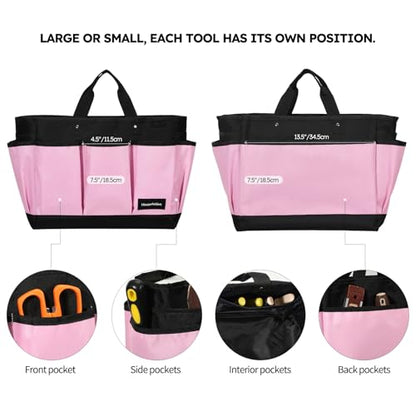 Housolution 14 Inch Gardening Tote Bag, Garden Tool Storage Bag, Pink - color: Pink, size: 14 Inch