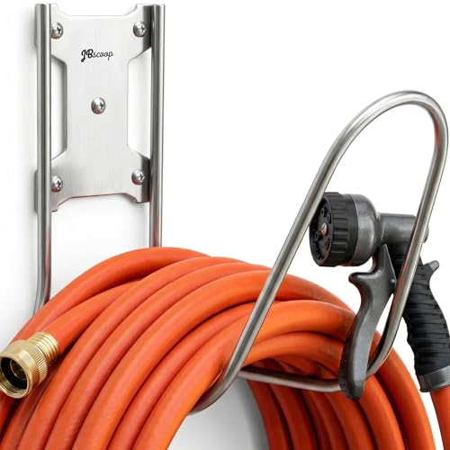 JBscoop Large Stainless Steel Hose Holder, Heavy Duty Hose Hanger (1)