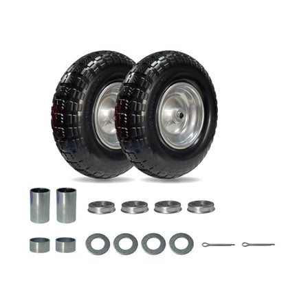 4.00-6 Solid PU Tire, 13" Flat-Free，Replacement for Wheelbarrow & Hand Truck, Heavy Duty Puncture Proof Garden Cart Wheels, 2-Pack - size: 13"/4.00-6