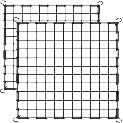 6x6 Ft Heavy Duty Elastic Trellis Netting for Climbing Plants -2-Pack Plant Support Net with 4 Hooks, Durable Polyester Mesh for Grow Tents, Vegetables, Fruits & Flowers (Black) - size: 6x6ft Stretched size-3mm d