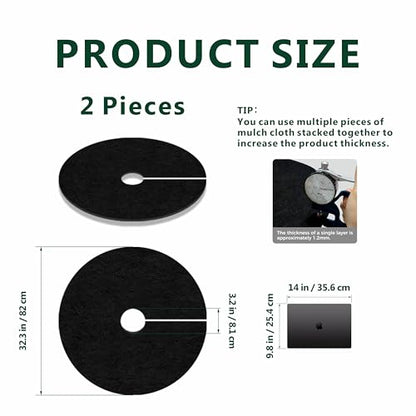 32.3 Inch 2 Pack Non-Woven Tree Mulch Ring for Weed Controlling - size: 32.28 inch