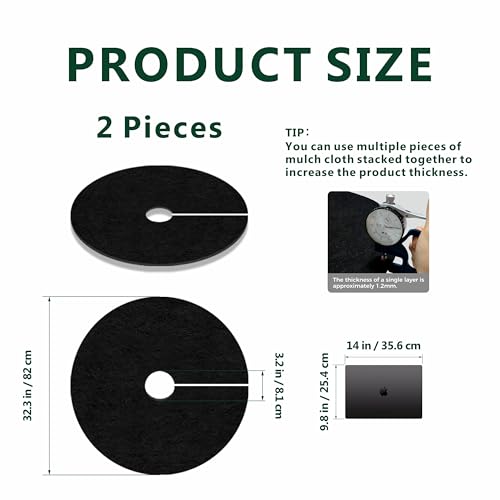 32.3 Inch 2 Pack Non-Woven Tree Mulch Ring for Weed Controlling - size: 32.28 inch