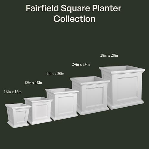 Mayne Fairfield 28in Square Planter, Black - color: Black, size: 28in