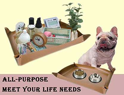 Leather Plant Repotting Mat Waterproof Transplanting Mat Indoor Succulent Potting Portable Gardening Mat, 30" X 18" Thickened Foldable Plant Potting Tray and Mess Control mat - color: Khaki Leather
